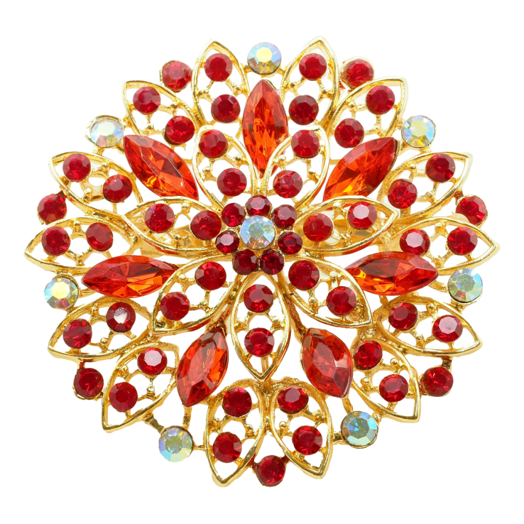 Брошь Цветок с красными стразами фото №11 Брошь Цветок с красными стразами фото №11