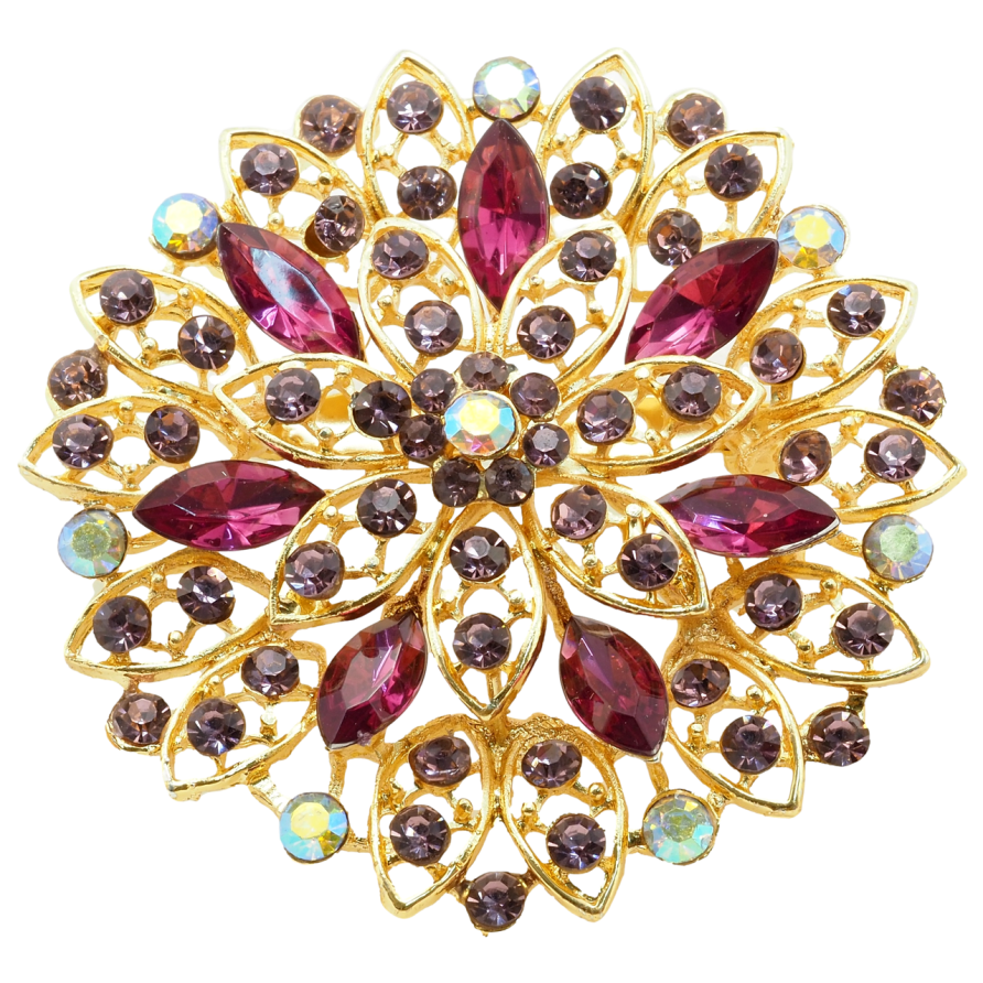 Брошка Квітка з бордовими стразами фото №1 Брошка Квітка з бордовими стразами фото №1