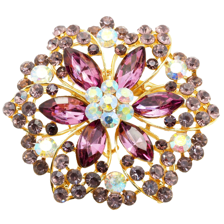 Брошка Квітка з бордовими стразами фото №1 Брошка Квітка з бордовими стразами фото №1