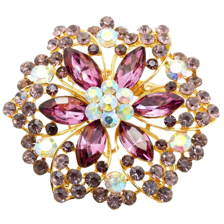 Брошка Квітка з бордовими стразами фото №1 Брошка Квітка з бордовими стразами фото №1