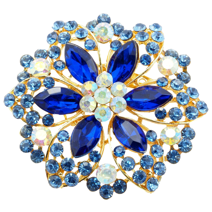 Брошка Квітка з синіми стразами фото №16 Брошка Квітка з синіми стразами фото №16