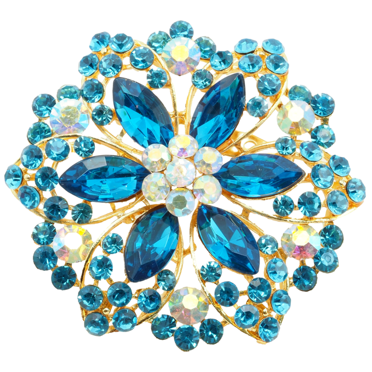 Брошка Квітка з блакитними стразами фото №10 Брошка Квітка з блакитними стразами фото №10