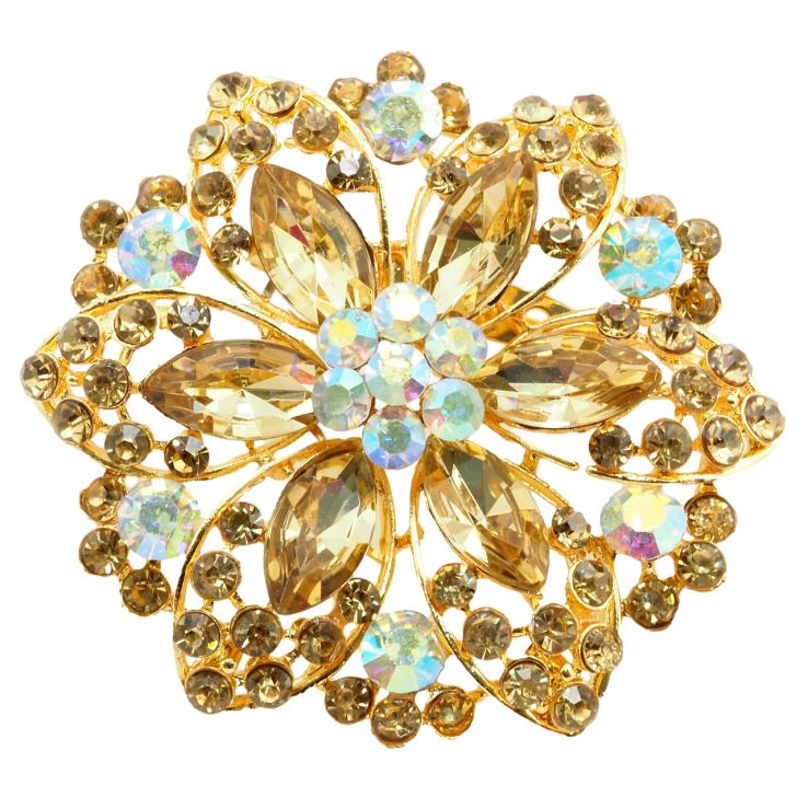 Брошь Цветок с золотистыми стразами фото №20 Брошь Цветок с золотистыми стразами фото №20