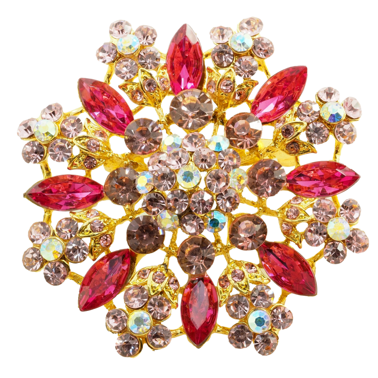 Брошка Квітка з рожевими стразами фото №4 Брошка Квітка з рожевими стразами фото №4