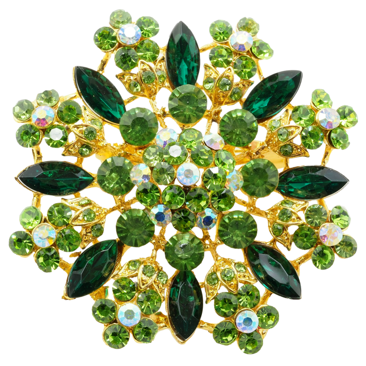 Брошь Цветок с зелеными стразами фото №6 Брошь Цветок с зелеными стразами фото №6