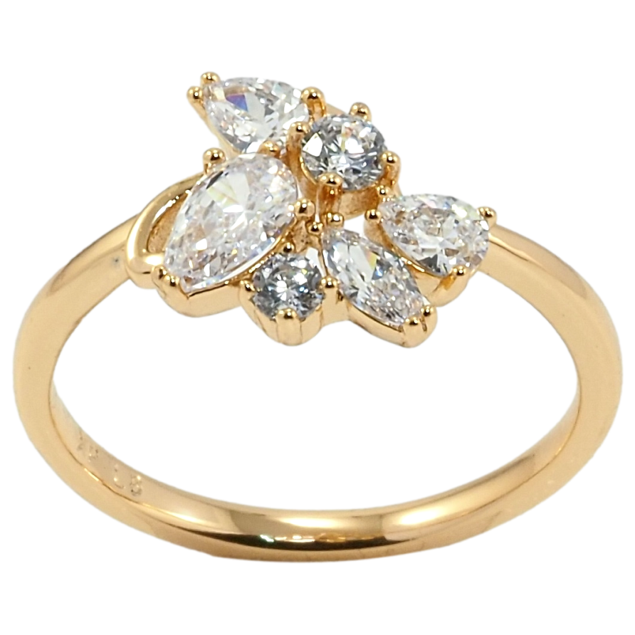 Каблучка Xuping Позолота 18K Розсип фіанітів фото №1