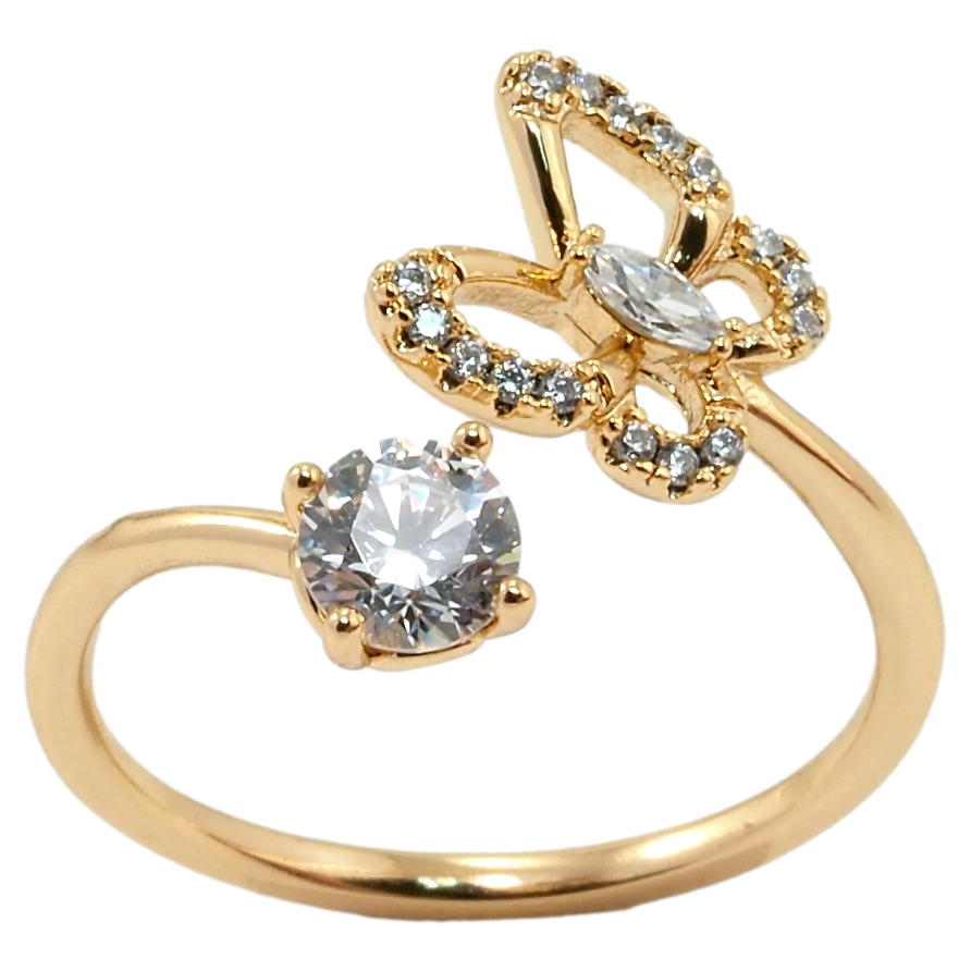 Кольцо Xuping Позолота 18K Бабочка с фианитом фото №1 Кольцо Xuping Позолота 18K Бабочка с фианитом фото №1