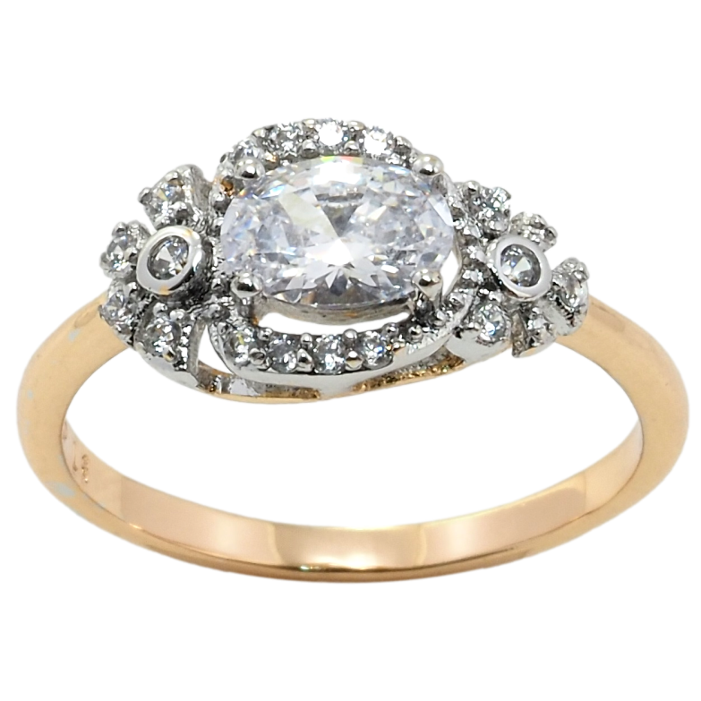 Каблучка Xuping Позолота 18K+ Родій Квітковий орнамент з фіанітом фото №1 Каблучка Xuping Позолота 18K+ Родій Квітковий орнамент з фіанітом фото №1