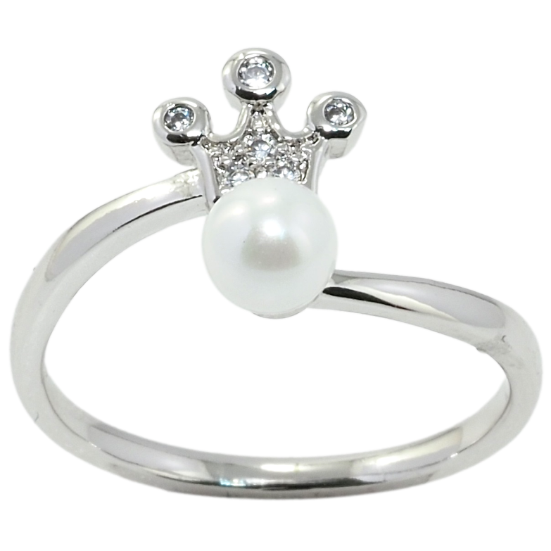 Каблучка Xuping Родій Корона з перлиною фото №1 Каблучка Xuping Родій Корона з перлиною фото №1