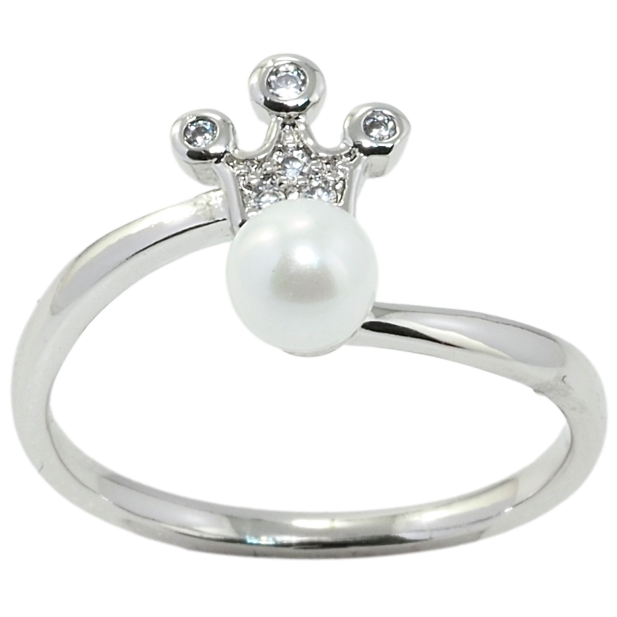 Каблучка Xuping Родій Корона з перлиною фото №1 Каблучка Xuping Родій Корона з перлиною фото №1