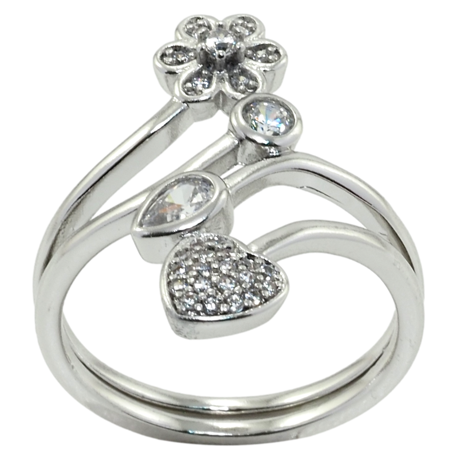 Каблучка Xuping Родій Квітка з серцем фото №1 Каблучка Xuping Родій Квітка з серцем фото №1