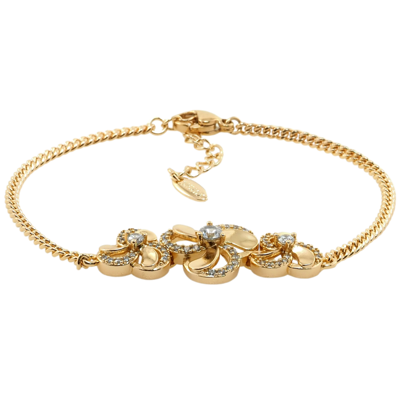 Браслет Xuping Позолота 18K Три квітки довжина з дод. ланцюжком 17.5-20,5см х 2мм фото №1