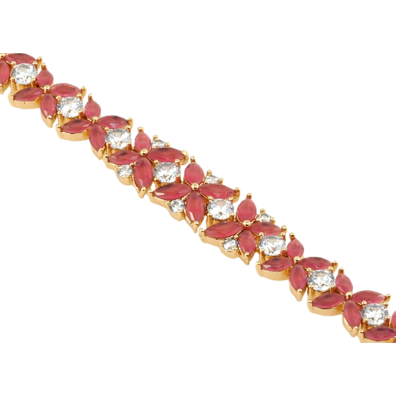 Браслет Xuping Позолота 18K Цветочная дорожка из малиновых фианитов длина с доп.замком 17,19см х 9-10мм фото №1 Браслет Xuping Позолота 18K Цветочная дорожка из малиновых фианитов длина с доп.замком 17,19см х 9-10мм фото №1