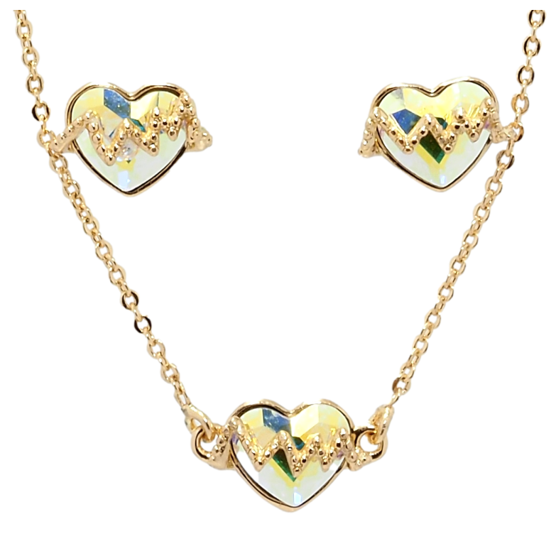 Набор Xuping цвет 18K с кр-ми Swarovski Серьги Кулон на цепочке Сердца АВ длина 40-45,5см х 1мм фото №1