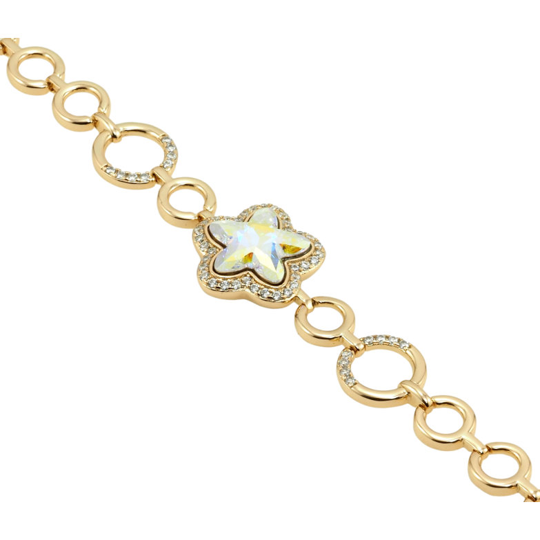 Браслет Xuping колір 18K з кр-ми Swarovski Квітка кристал АВ дод. замок на два розміри 17.5,19.5см х фото №1 Браслет Xuping колір 18K з кр-ми Swarovski Квітка кристал АВ дод. замок на два розміри 17.5,19.5см х фото №1