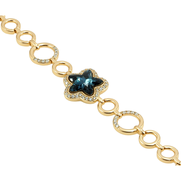 Браслет Xuping цвет 18K с кр-ми Swarovski Цветок Montana доп. замок на два размера 17.5,19.5см х 8-12мм фото №20