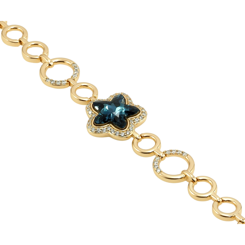 Браслет Xuping колір 18K з кр-ми Swarovski Квітка Montana дод. замок на два розміри 17.5,19.5см х 8-12мм фото №1 Браслет Xuping колір 18K з кр-ми Swarovski Квітка Montana дод. замок на два розміри 17.5,19.5см х 8-12мм фото №1