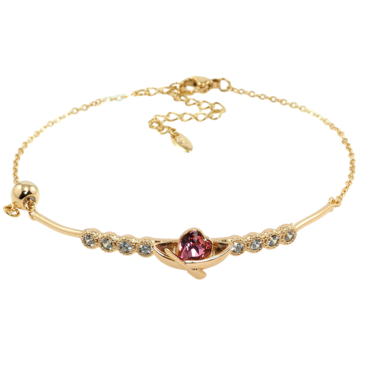 Браслет Xuping цвет 18K с кр-ми Swarovski Лодка с кристаллом Rose с доп.цепочкой 19.5-25см х 1мм фото №13