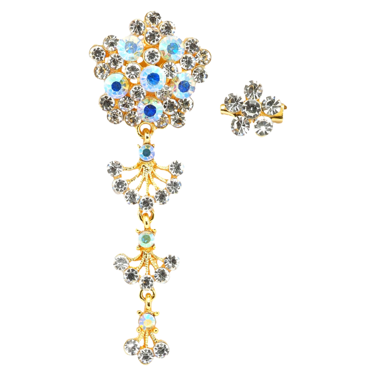 Брошь Две цветочные броши с стразами фото №17