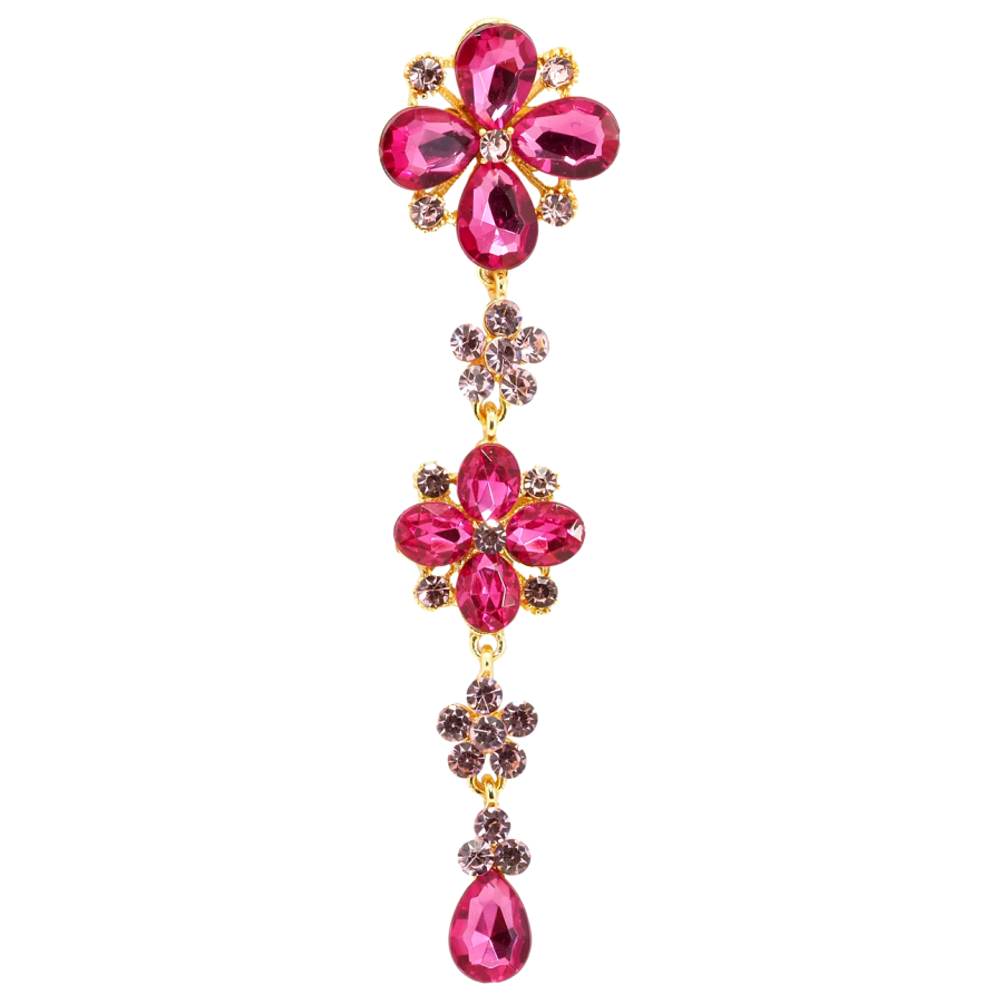 Брошка Квіткова підвіска з рожевими стразами фото №1 Брошка Квіткова підвіска з рожевими стразами фото №1