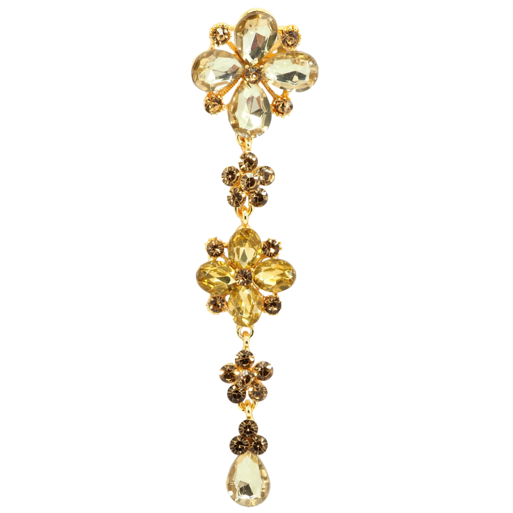 Брошка Квіткова підвіска із золотистими стразами фото №6