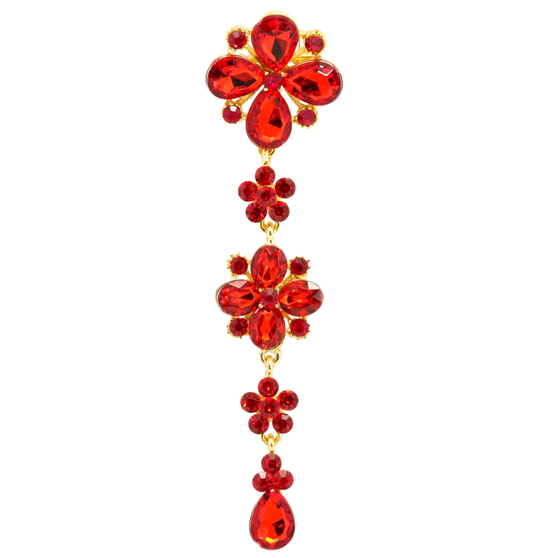 Брошка Квіткова підвіска з червоними стразами фото №1 Брошка Квіткова підвіска з червоними стразами фото №1