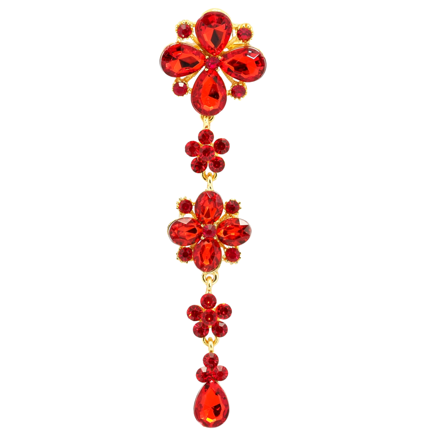 Брошка Квіткова підвіска з червоними стразами фото №1 Брошка Квіткова підвіска з червоними стразами фото №1