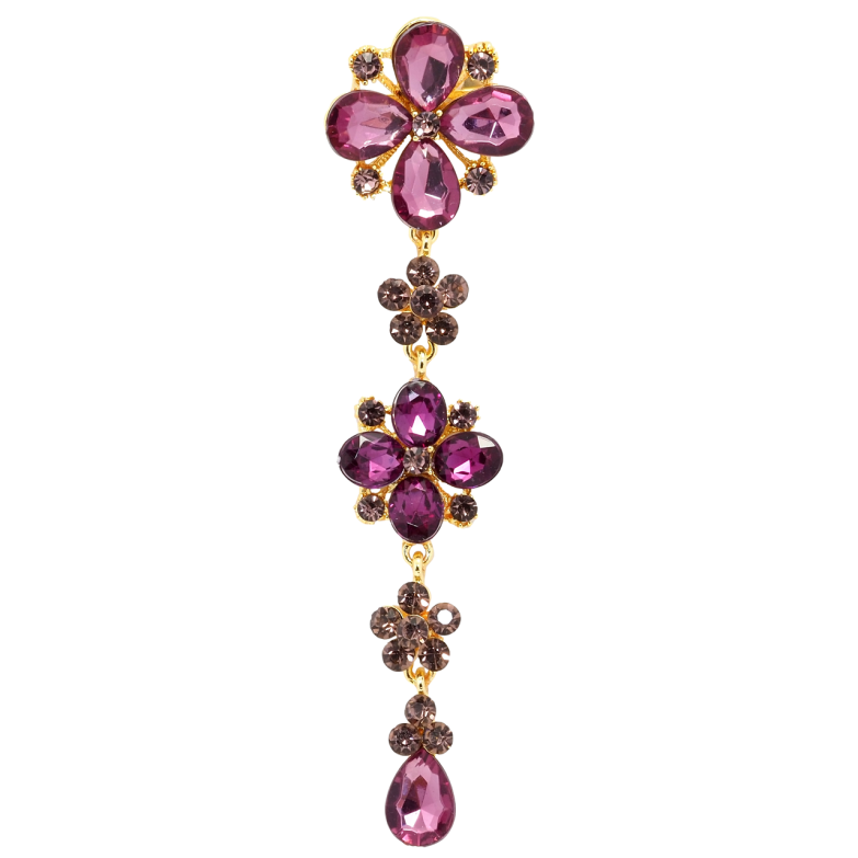 Брошь Цветочная подвеска с бордовыми стразами фото №1 Брошь Цветочная подвеска с бордовыми стразами фото №1