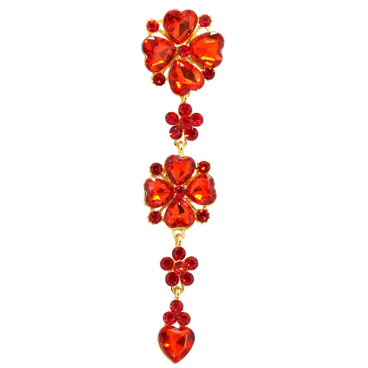 Брошь Цветочная подвеска с красными стразами фото №11 Брошь Цветочная подвеска с красными стразами фото №11
