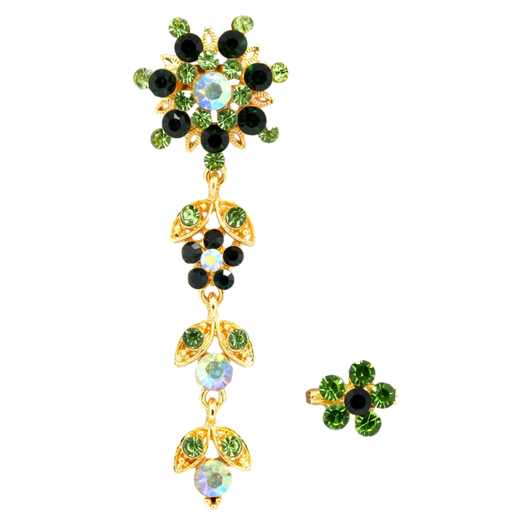 Брошь Две цветочные броши с зелеными стразами фото №24