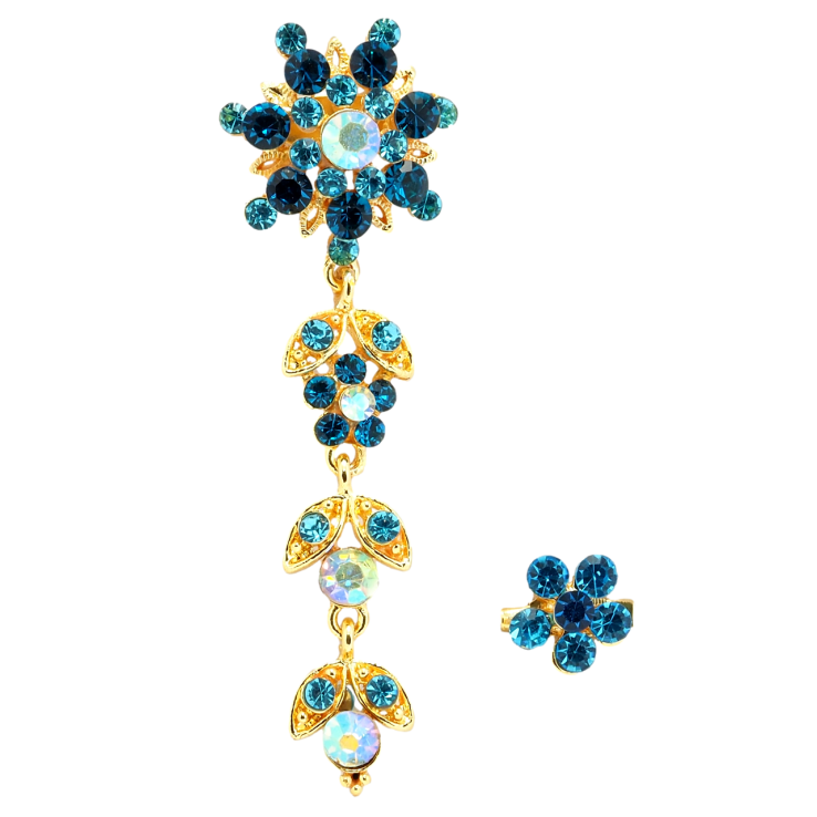 Брошь Две цветочные броши с бирюзовыми стразами фото №5 Брошь Две цветочные броши с бирюзовыми стразами фото №5