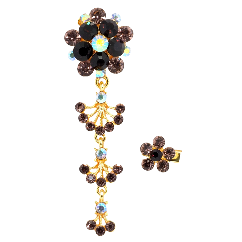 Брошь Две цветочные броши с бордовыми стразами фото №3