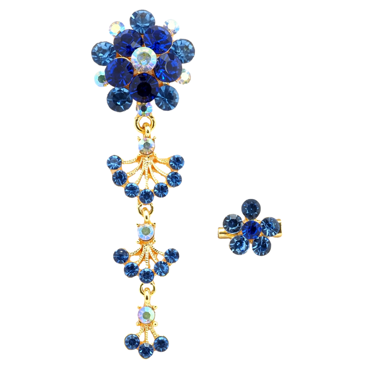 Брошь Две цветочные броши с синими стразами фото №18