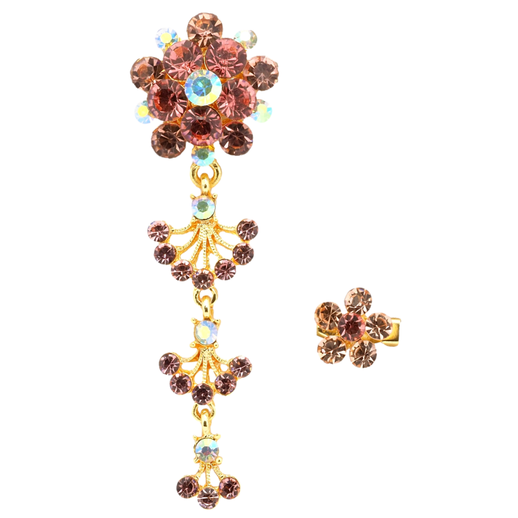 Брошь Две цветочные броши с розовыми стразами фото №20