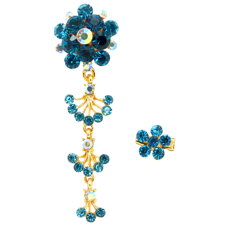 Брошь Две цветочные броши с бирюзовыми стразами фото №6 Брошь Две цветочные броши с бирюзовыми стразами фото №6