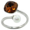 Каблучка Xuping колір Родій з кр-ми Swarovski "Кристал Smoked Topaz з перлиною, ø 10мм та 6мм" фото №2 Каблучка Xuping колір Родій з кр-ми Swarovski "Кристал Smoked Topaz з перлиною, ø 10мм та 6мм" фото №2