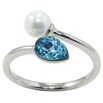 Каблучка Xuping колір Родій з кр-ми Swarovski "Кристал Aquamarine з перлиною" фото №2 Каблучка Xuping колір Родій з кр-ми Swarovski "Кристал Aquamarine з перлиною" фото №2