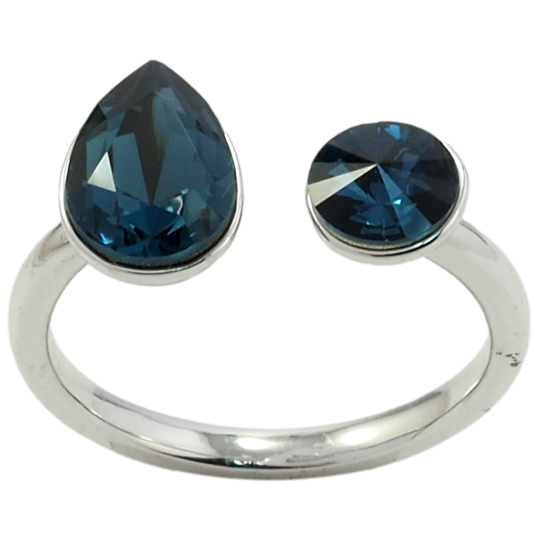 Каблучка Xuping колір Родій з кр-ми Swarovski Два кристали Montana фото №1