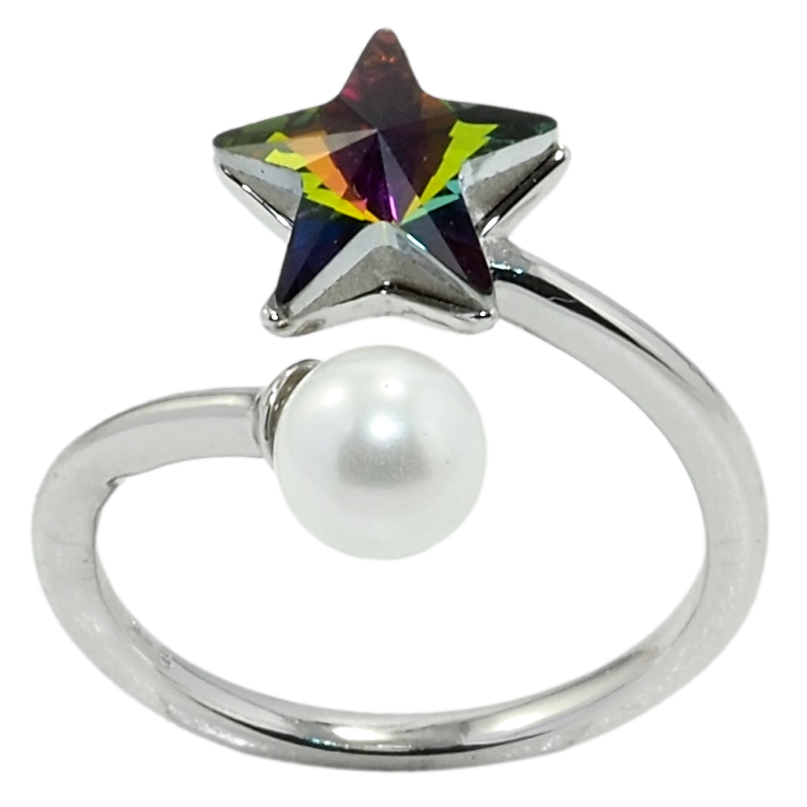 Кольцо Xuping цвет Родий с кр-ми Swarovski Кристальная звезда Vitrail Medium с жемчужиной фото №6 Кольцо Xuping цвет Родий с кр-ми Swarovski Кристальная звезда Vitrail Medium с жемчужиной фото №6