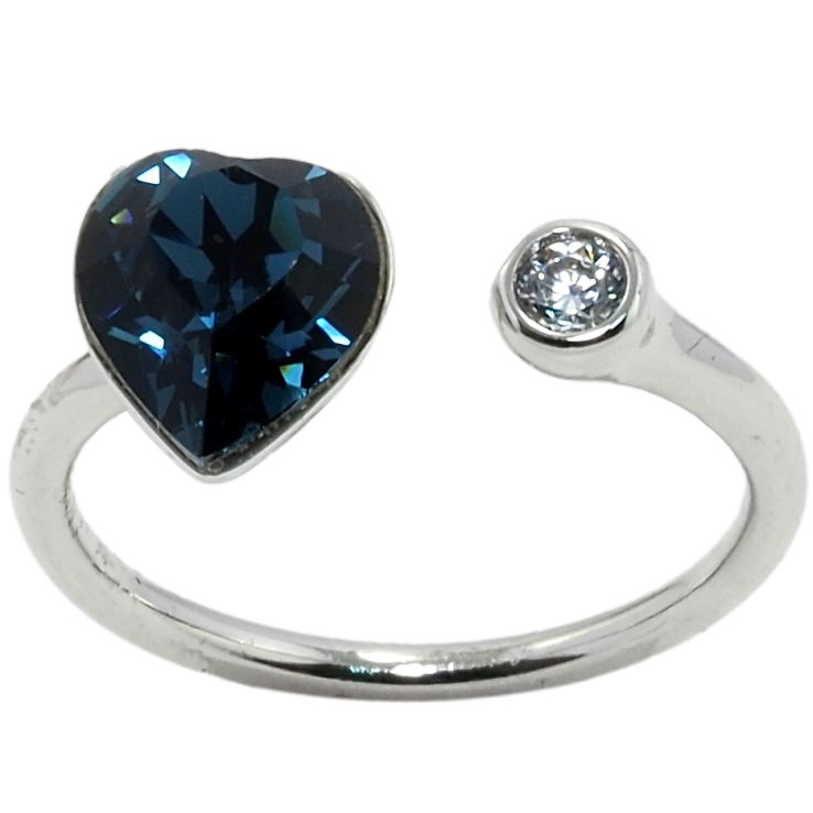 Кольцо Xuping цвет Родий с кр-ми Swarovski Кристальное сердце Montana с кристаллом фото №2 Кольцо Xuping цвет Родий с кр-ми Swarovski Кристальное сердце Montana с кристаллом фото №2