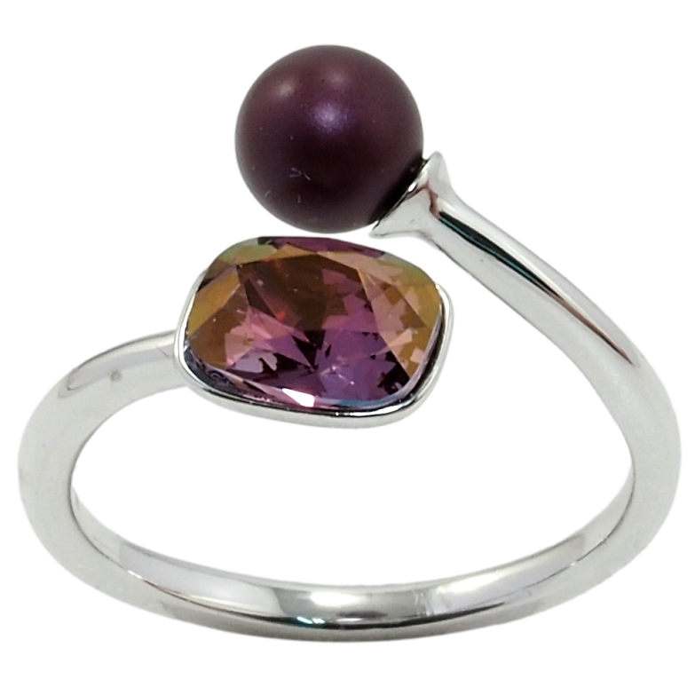 Каблучка Xuping колір Родій з кр-ми Swarovski Кристал Topaz Shimmer з кулькою, ø 6мм, 6х8мм фото №1 Каблучка Xuping колір Родій з кр-ми Swarovski Кристал Topaz Shimmer з кулькою, ø 6мм, 6х8мм фото №1