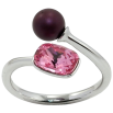 Каблучка Xuping колір Родій з кр-ми Swarovski "Кристал Rose з кулькою, ø 6мм, 6х8мм" фото №2