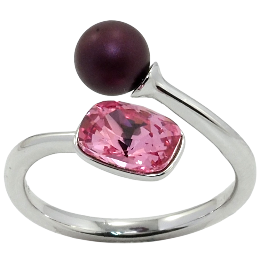 Кольцо Xuping цвет Родий с кр-ми Swarovski Кристалл Rose с шариком, ø 6мм, 6х8мм фото №1 Кольцо Xuping цвет Родий с кр-ми Swarovski Кристалл Rose с шариком, ø 6мм, 6х8мм фото №1