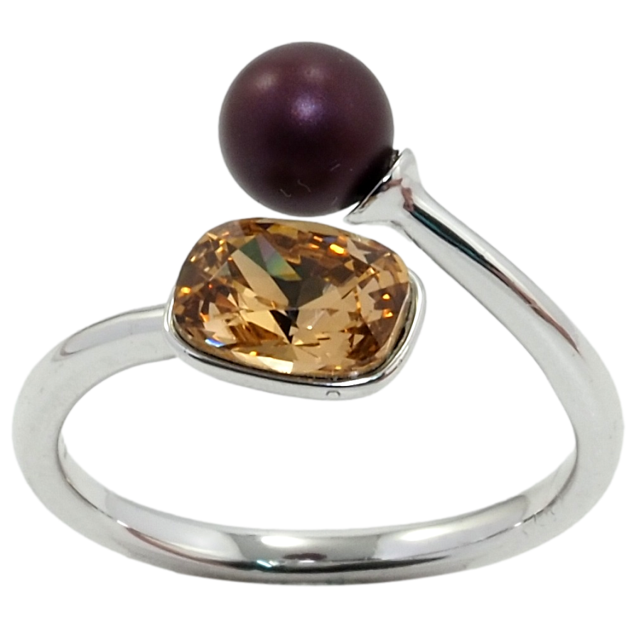 Кольцо Xuping цвет Родий с кр-ми Swarovski Кристалл Topaz с шариком, ø 6мм, 6х8мм фото №1 Кольцо Xuping цвет Родий с кр-ми Swarovski Кристалл Topaz с шариком, ø 6мм, 6х8мм фото №1