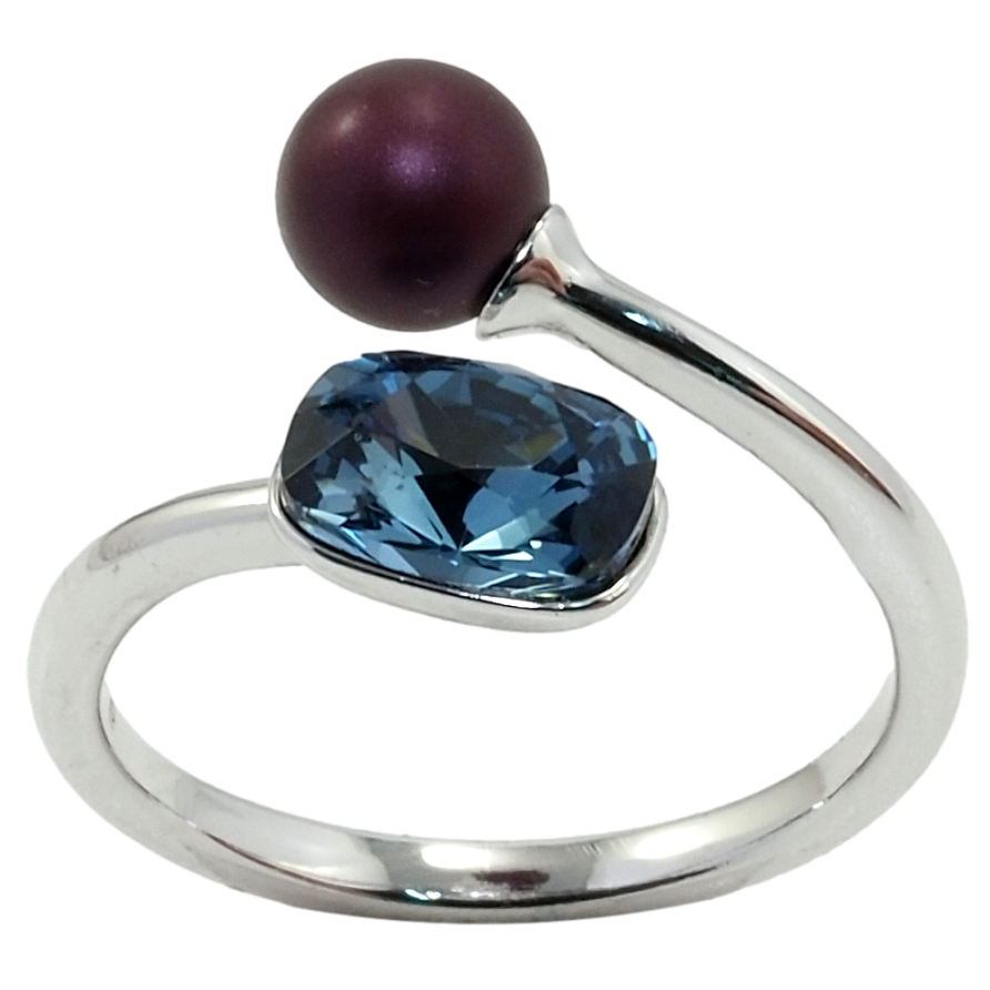 Кольцо Xuping цвет Родий с кр-ми Swarovski Кристалл Montana с шариком, ø 6мм, 6х8мм фото №1 Кольцо Xuping цвет Родий с кр-ми Swarovski Кристалл Montana с шариком, ø 6мм, 6х8мм фото №1