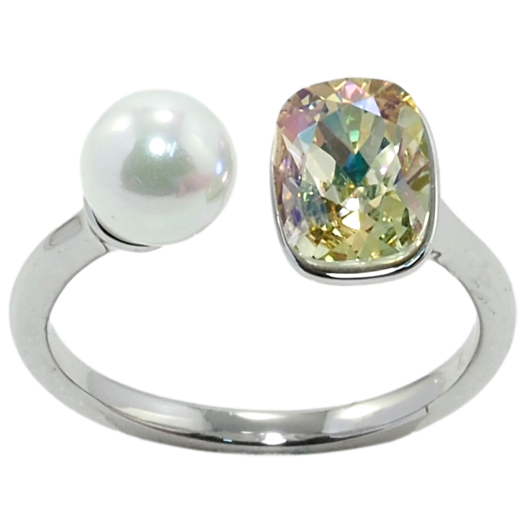 Кольцо Xuping цвет Родий с кр-ми Swarovski Кристалл Luminous Green с жемчугом, ø 6мм, 6х8мм фото №19 Кольцо Xuping цвет Родий с кр-ми Swarovski Кристалл Luminous Green с жемчугом, ø 6мм, 6х8мм фото №19