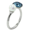 Кольцо Xuping цвет Родий с кр-ми Swarovski Кристалл Montana с жемчугом, ø 6мм, 6х8мм фото №2 Кольцо Xuping цвет Родий с кр-ми Swarovski Кристалл Montana с жемчугом, ø 6мм, 6х8мм фото №2