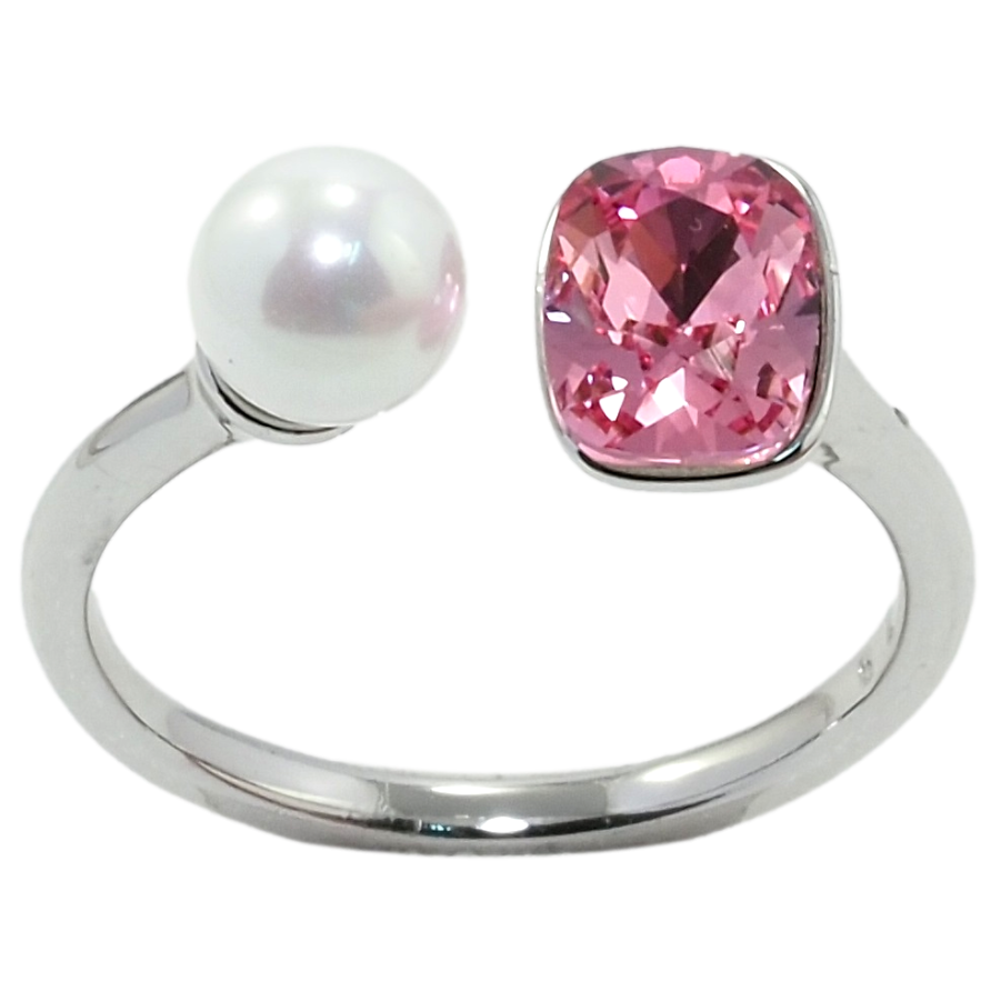 Кольцо Xuping цвет Родий с кр-ми Swarovski Кристалл Rose с жемчугом, ø 6мм, 6х8мм фото №1 Кольцо Xuping цвет Родий с кр-ми Swarovski Кристалл Rose с жемчугом, ø 6мм, 6х8мм фото №1