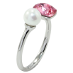 Кольцо Xuping цвет Родий с кр-ми Swarovski Кристалл Rose с жемчугом, ø 6мм, 6х8мм фото №2 Кольцо Xuping цвет Родий с кр-ми Swarovski Кристалл Rose с жемчугом, ø 6мм, 6х8мм фото №2