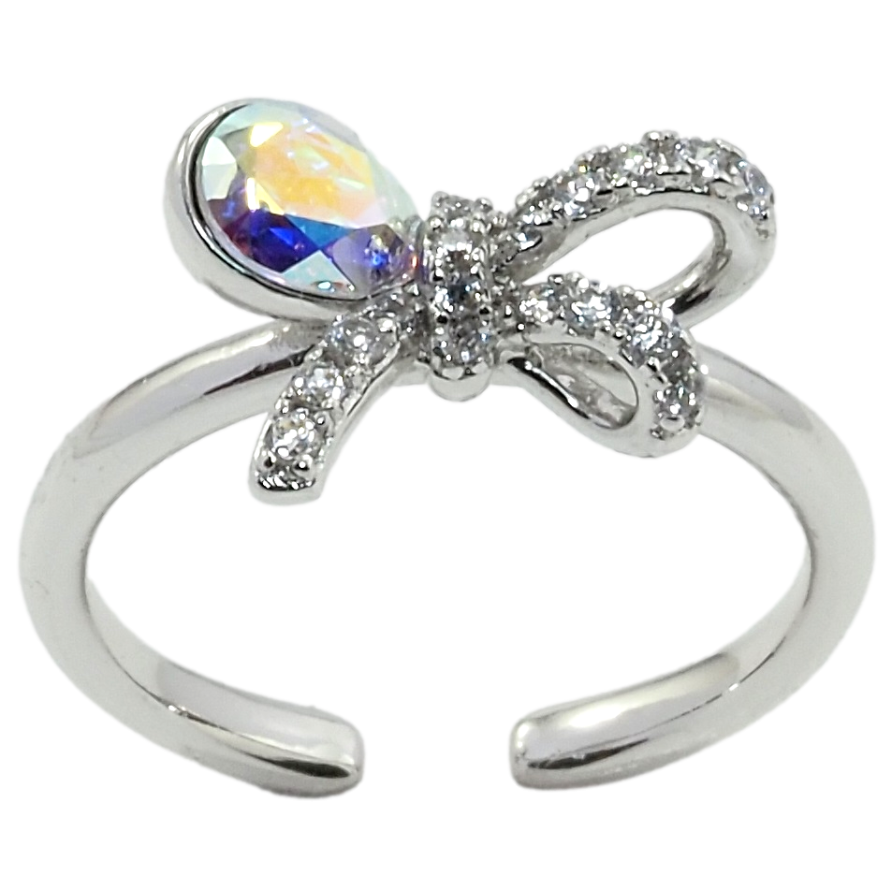 Кольцо Xuping цвет Родий с кр-ми Swarovski Бант с кристаллом АВ фото №1 Кольцо Xuping цвет Родий с кр-ми Swarovski Бант с кристаллом АВ фото №1